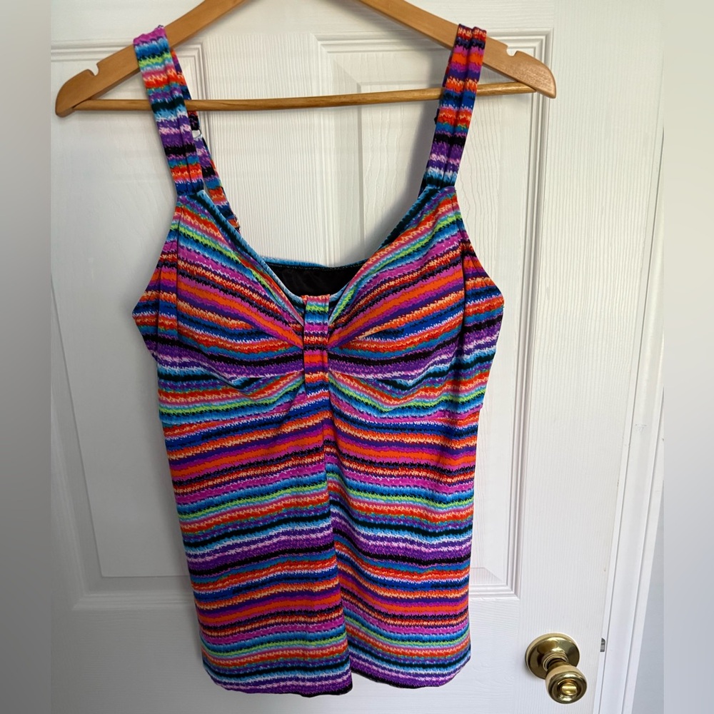 Multicolor Striped Women's tankini bathing suit.